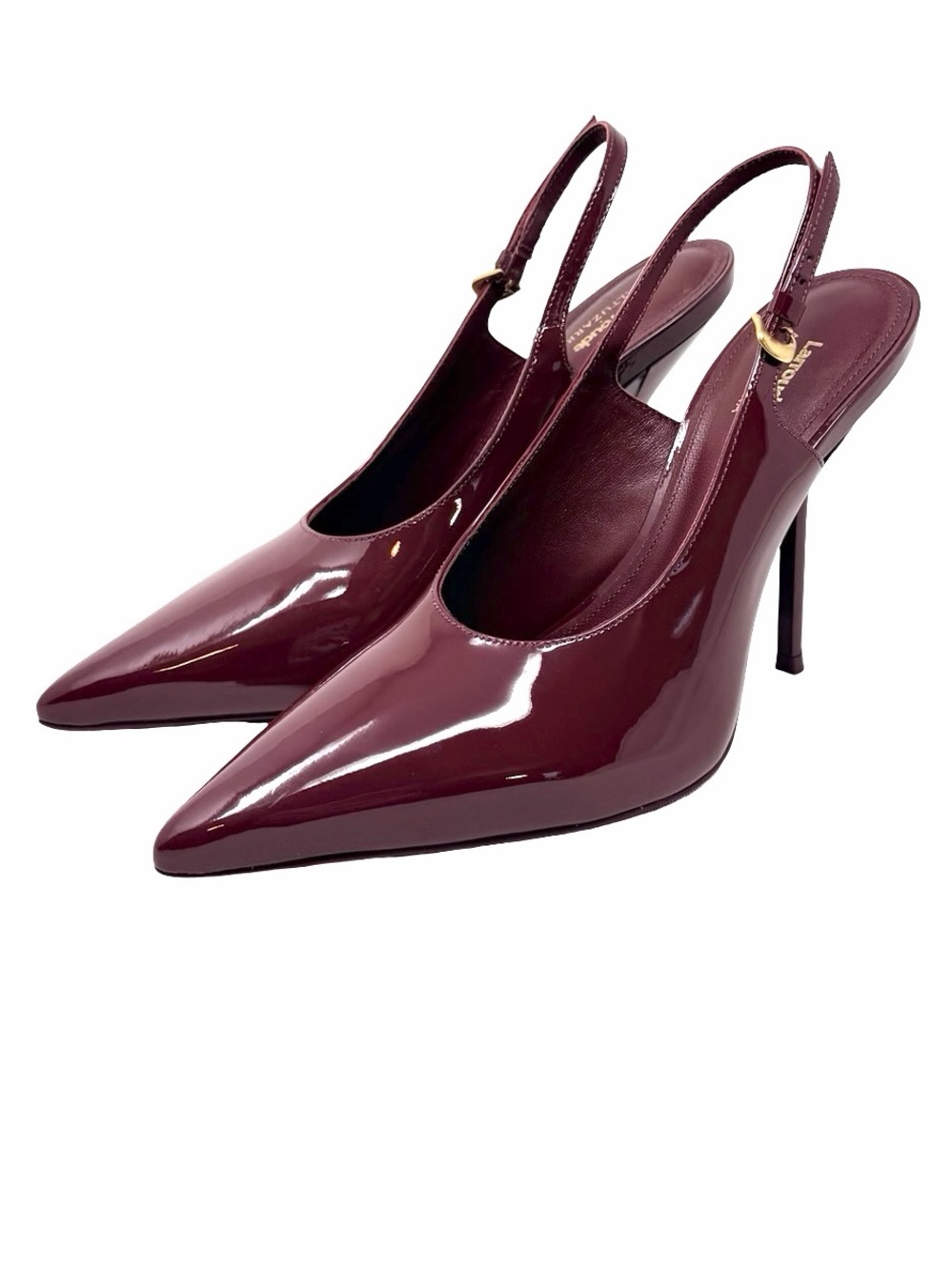 Larroude x Altuzarra Slingback Pumps In Burgundy Size 7.5 Patent Leather Luxury